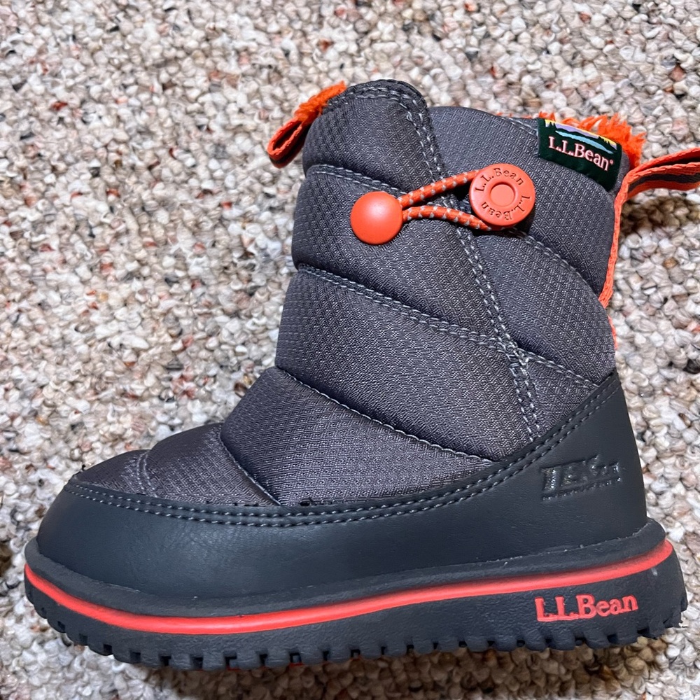 LL Bean Kids' Gray and Orange Waterproof Snow Boots - Picture 2 of 6